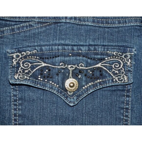 Cos Jeans Blue Denim Jeans Plus Size 22W Embroidered Boot Cut Stretch Western - Picture 7 of 10